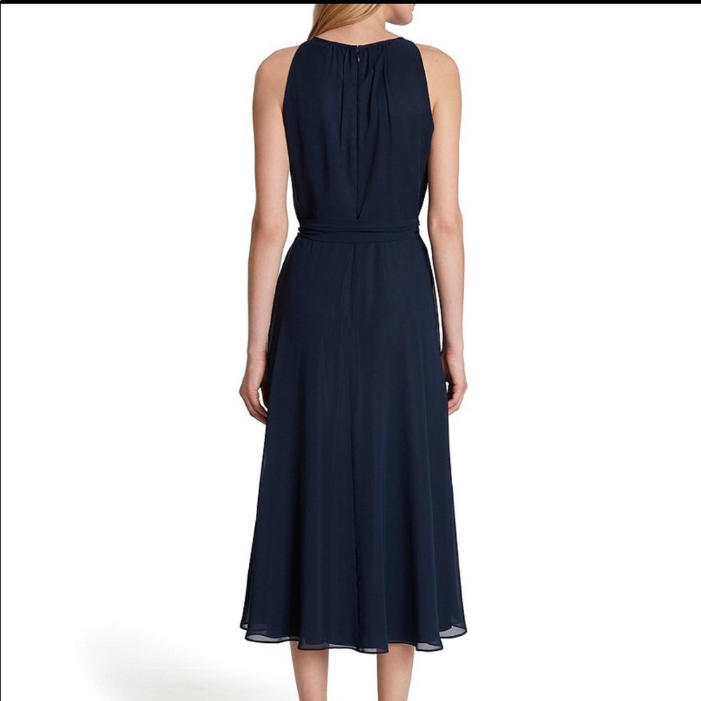 NEW Tahari ASL Navy high-low halter dress - Picture 2 of 8